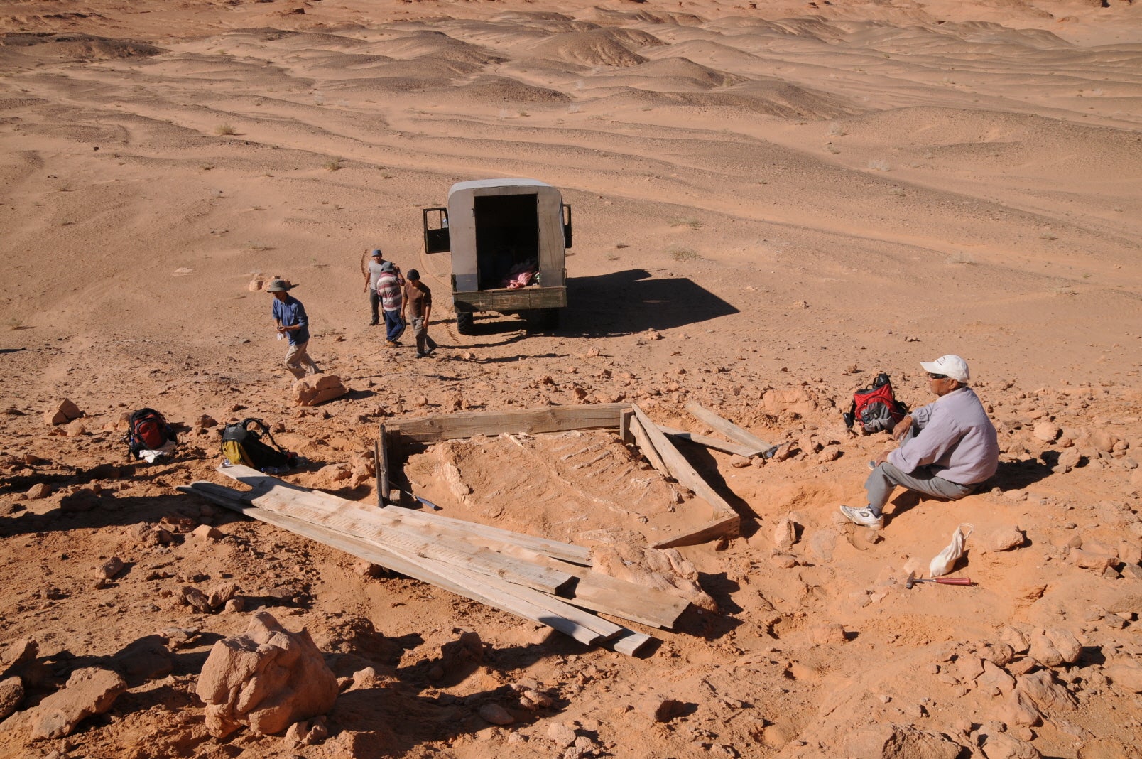 The excavation site in the southern Gobi.