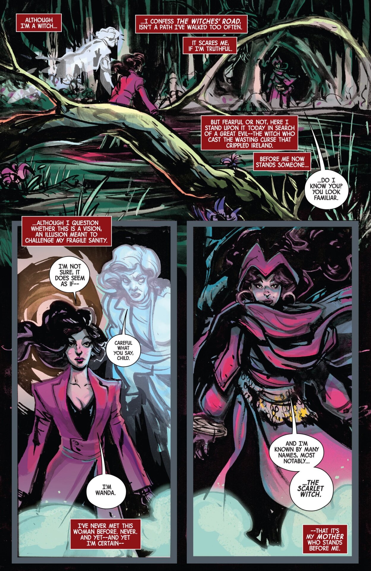 Wanda encountering her mother on the Witches’ Road.