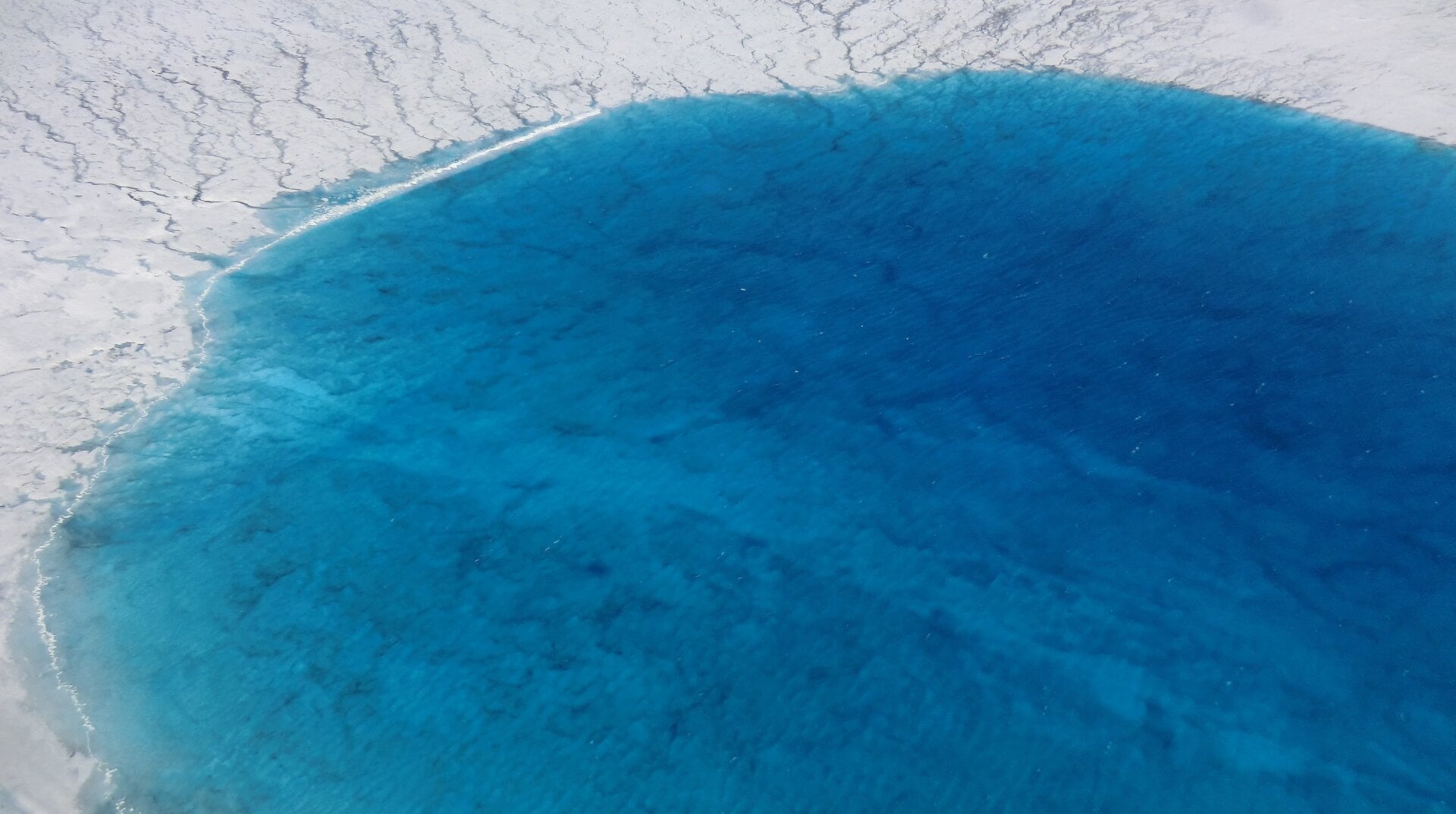 A lake atop the Greenland Ice Sheet.