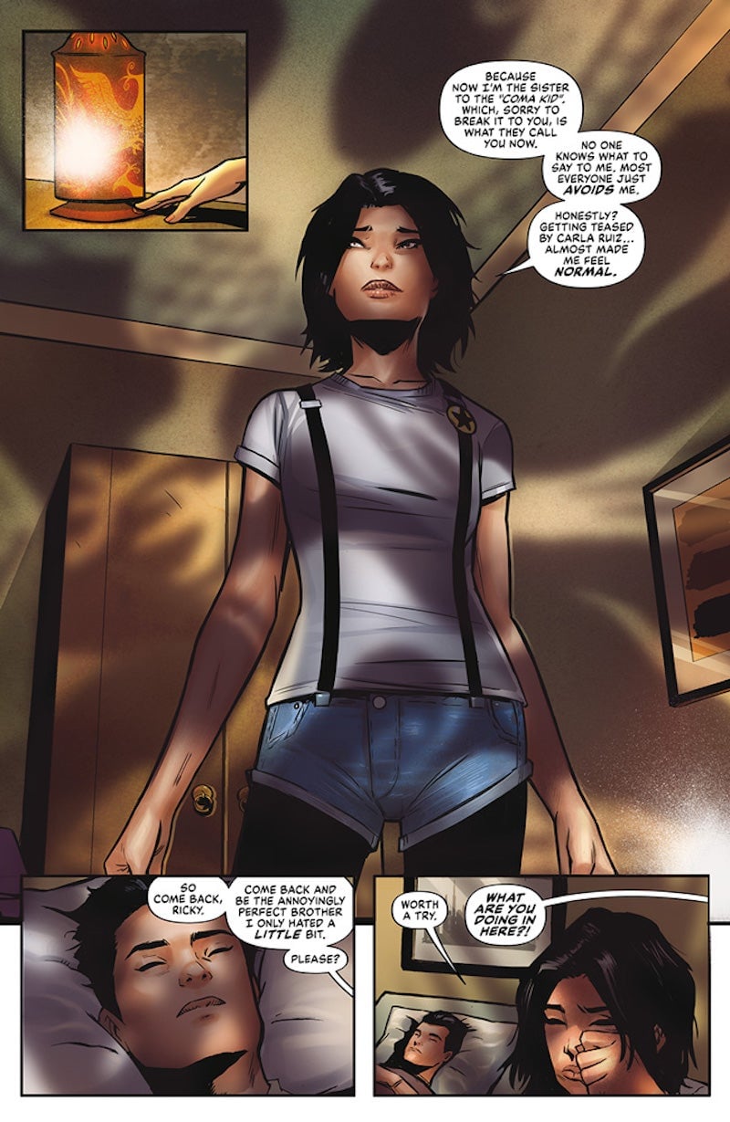 Zadie surrounded by shadows as she watches over her brother.