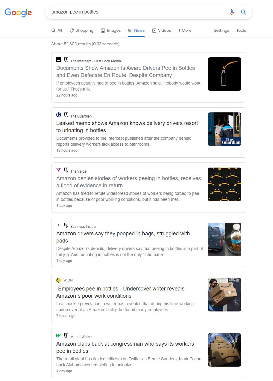 Screenshot: Google News