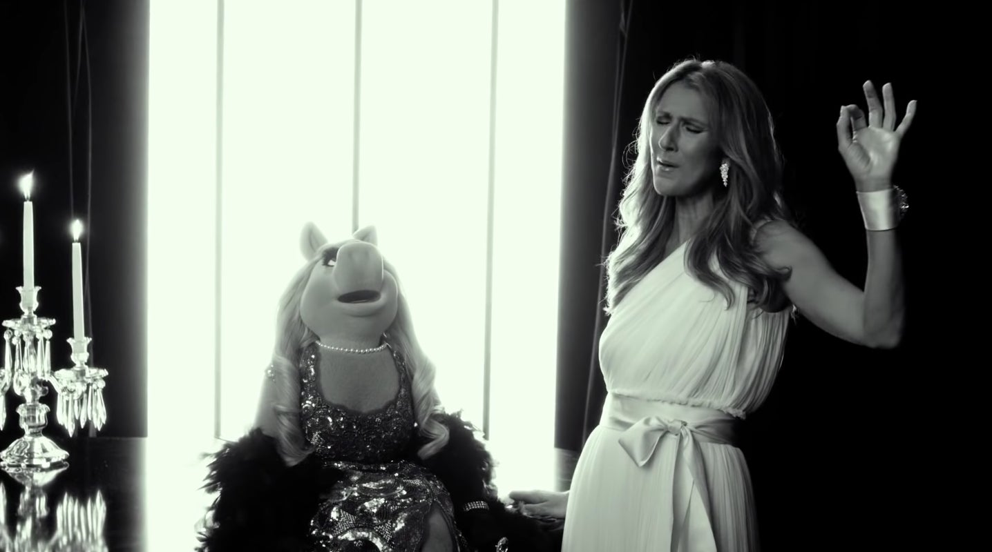 Miss Piggy and Celine sharing a moment.