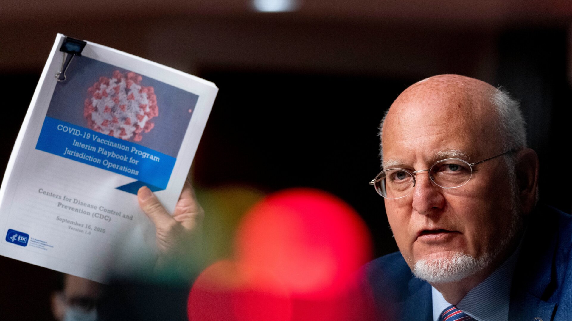 Former CDC director Robert Redfield on September 16, 2020 speaking at a hearing of the Senate Appropriations subcommittee reviewing coronavirus response efforts.