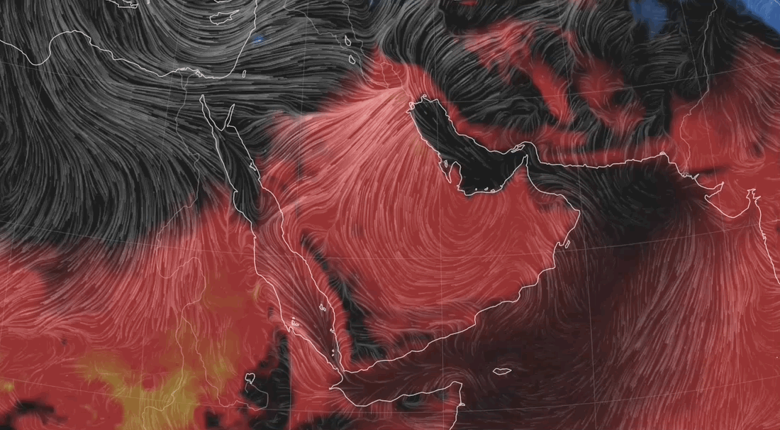 A map showing the misery index in the Middle East this week.