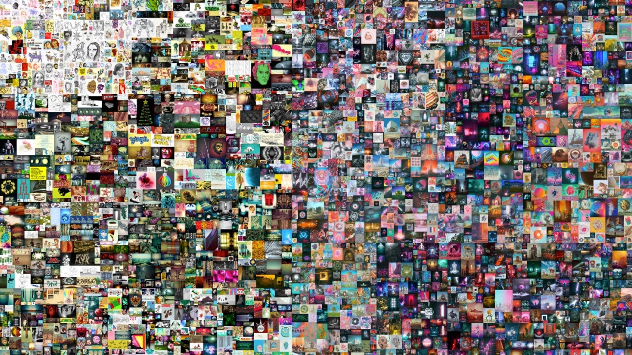 Cropped detail of Beeple (b. 1981), EVERYDAYS: THE FIRST 5000 DAYS, 2021; non-fungible token (jpg). 21,069 x 21,069 pixels (319,168,313 bytes).