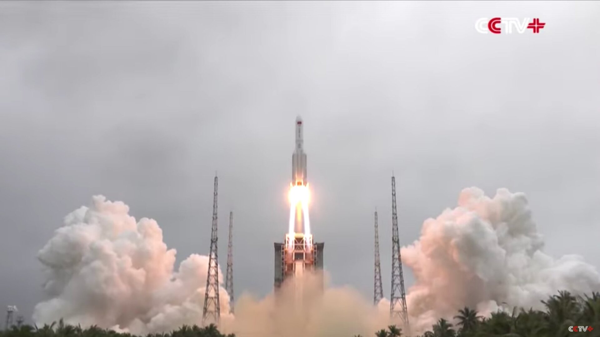 The launch of China’s Long March 5B rocket on April 29, 2021.
