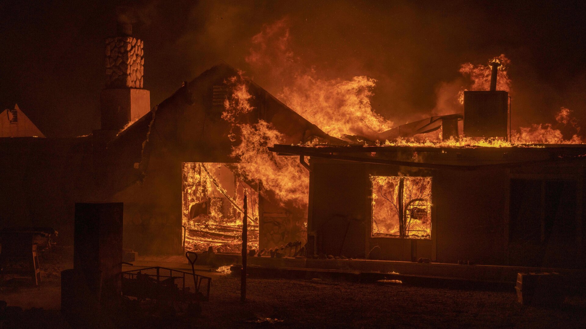  home burns during the Bobcat Fire in Juniper Hills, California, Sept. 18, 2020