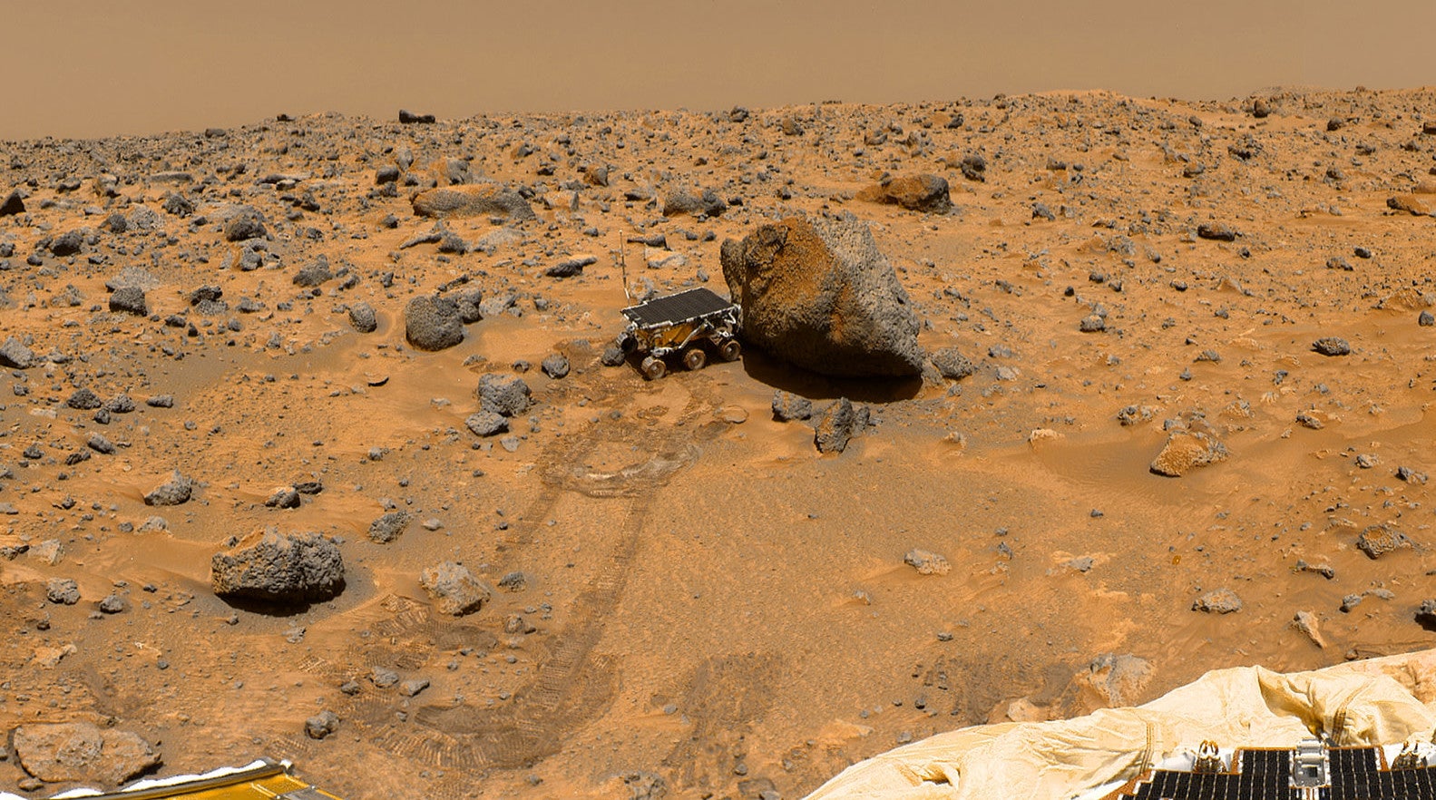 NASA’s Sojourner rover, as imaged by the Pathfinder lander in 1997.