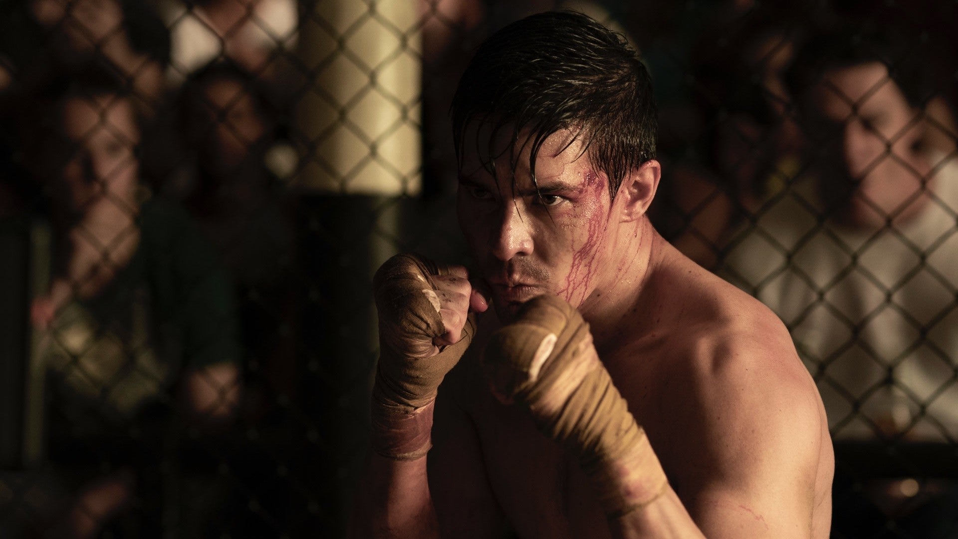 Lewis Tan as Cole Young in Mortal Kombat.