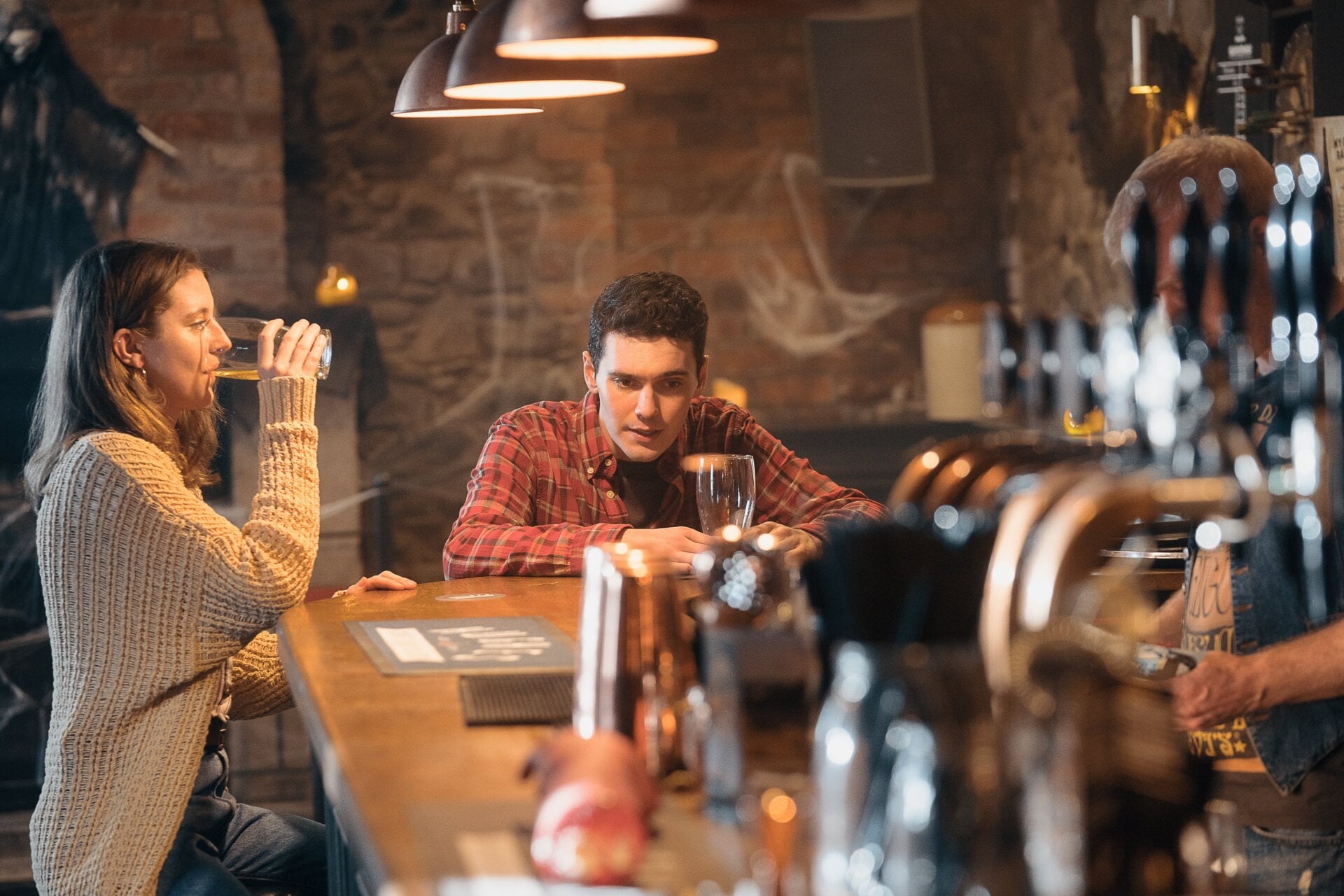 Claire (Louisa Harland) and Eugene have a pint about it.