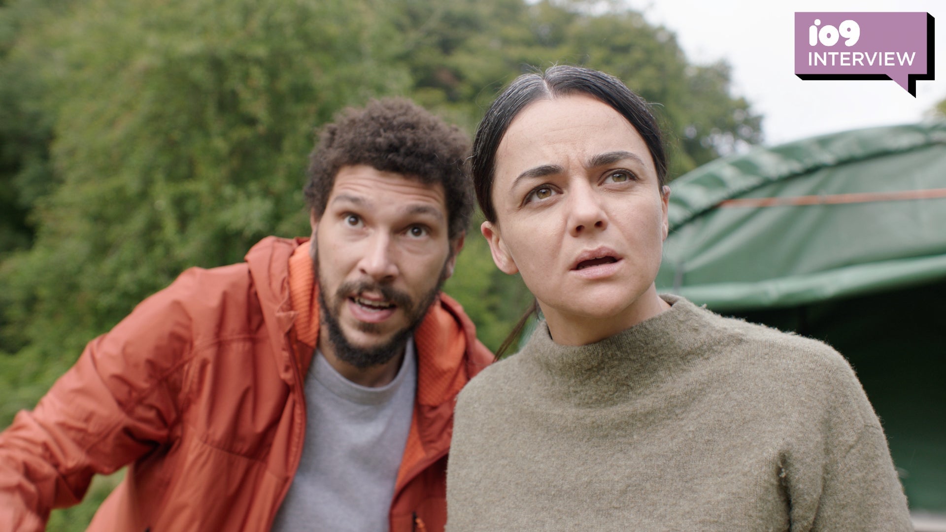 Martin Lowery (Joel Fry) and Dr. Wendle (Hayley Squires) witness something alarming in In the Earth.