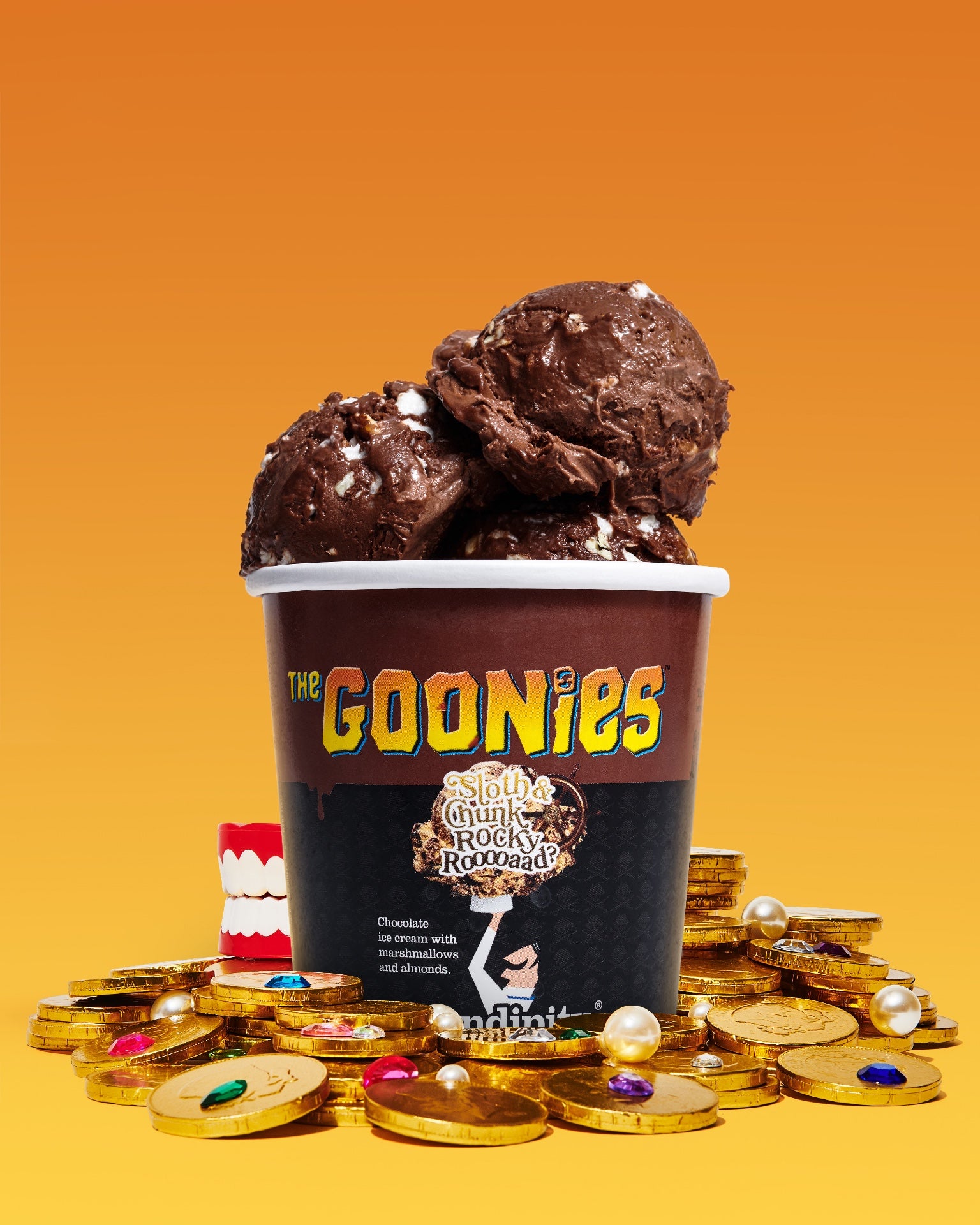 A press shot of the Goonies ice cream. I especially like the Data reference in the back.