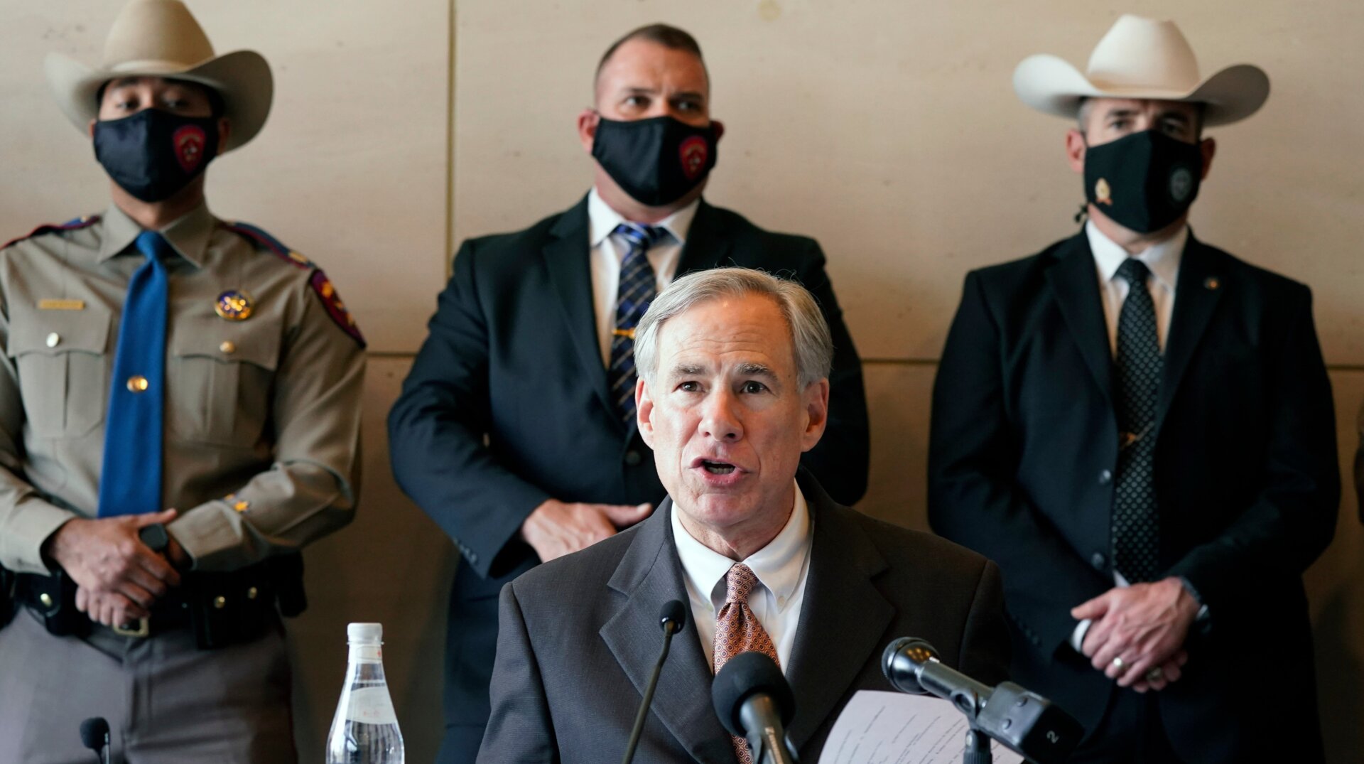 Texas Gov. Greg Abbott speaks at a news conference.