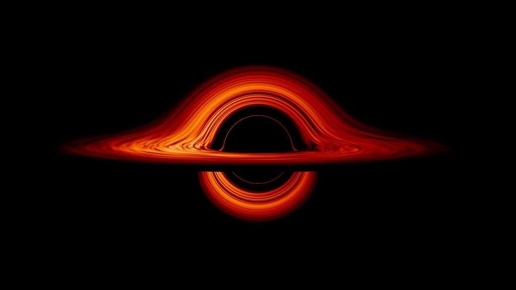 A simulated black hole and its accretion disk. 