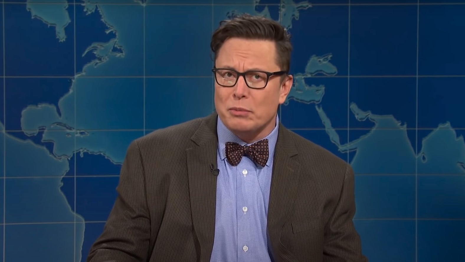 Elon Musk as financial analyst Lloyd Ostertag on Saturday Night Live’s Weekend Update.