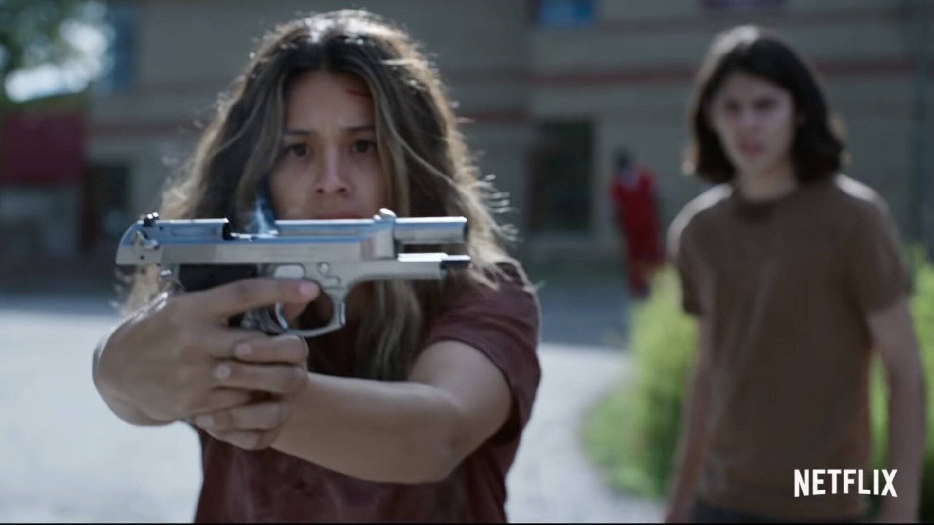 See, if Gina Rodriguez had gotten some sleep she’d remember you don’t hold guns that way.