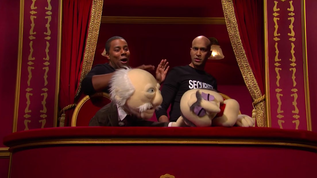 Statler and Waldorf getting beat up by security guards.