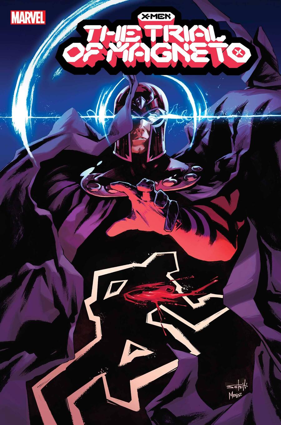 Full cover of The Trial of Magneto #1 by Valerio Schiti.