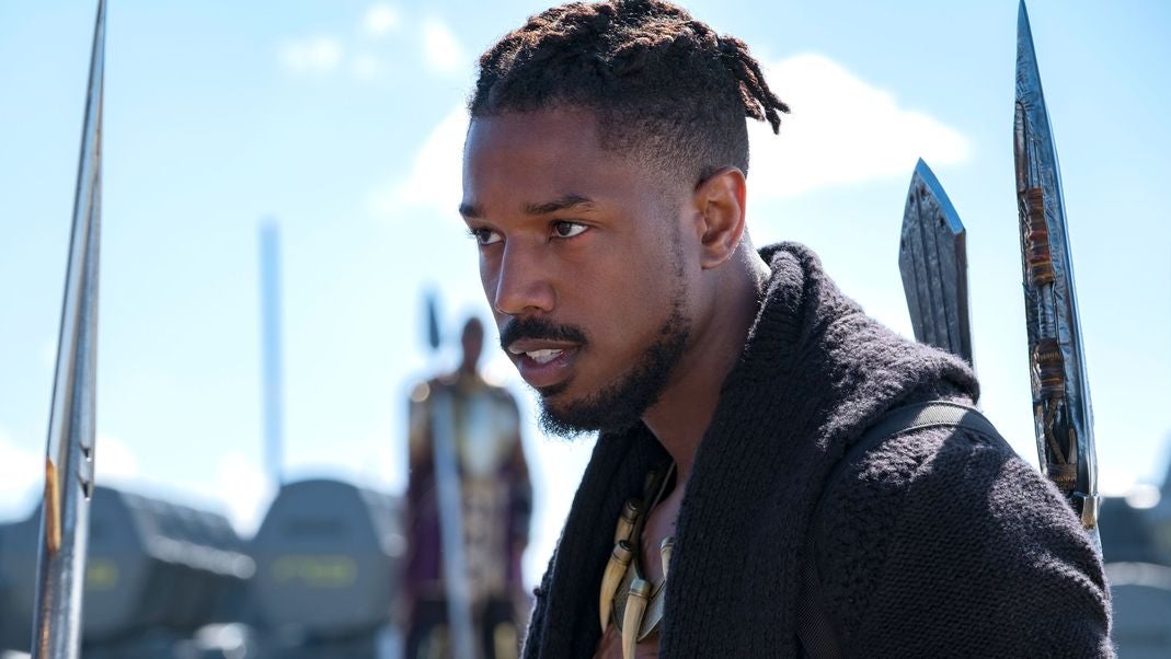 Michael B. Jordan as Eric Killmonger in Black Panther.