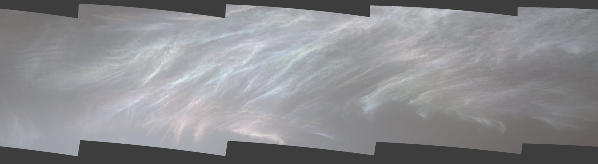 NASA’s Curiosity Mars rover spotted these iridescent, or “mother of pearl,” clouds on March 5, 2021, the 3,048th Martian day, or sol, of the mission. 
