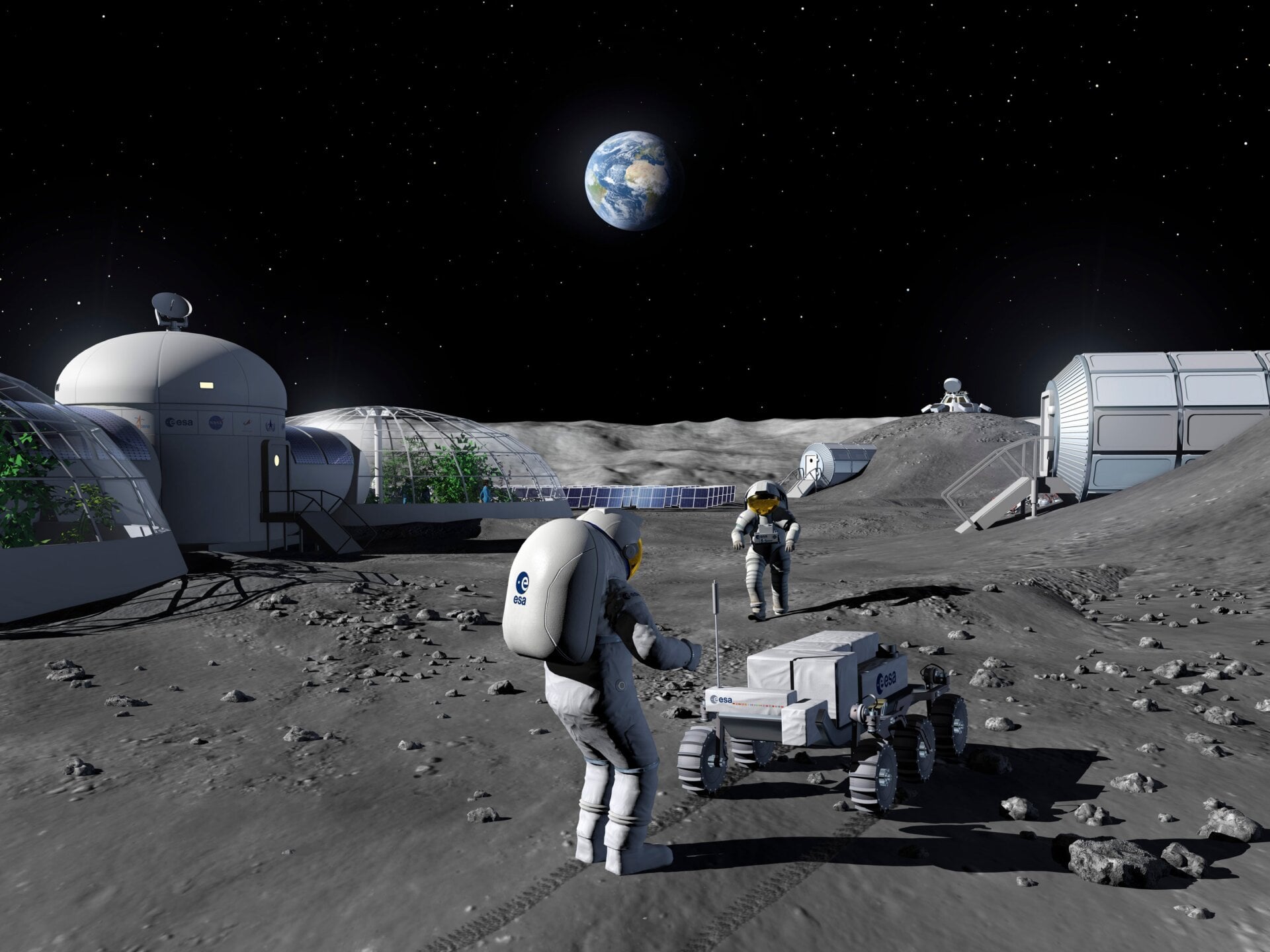 An artist’s rendition of what a permanent human presence on the Moon could look like.