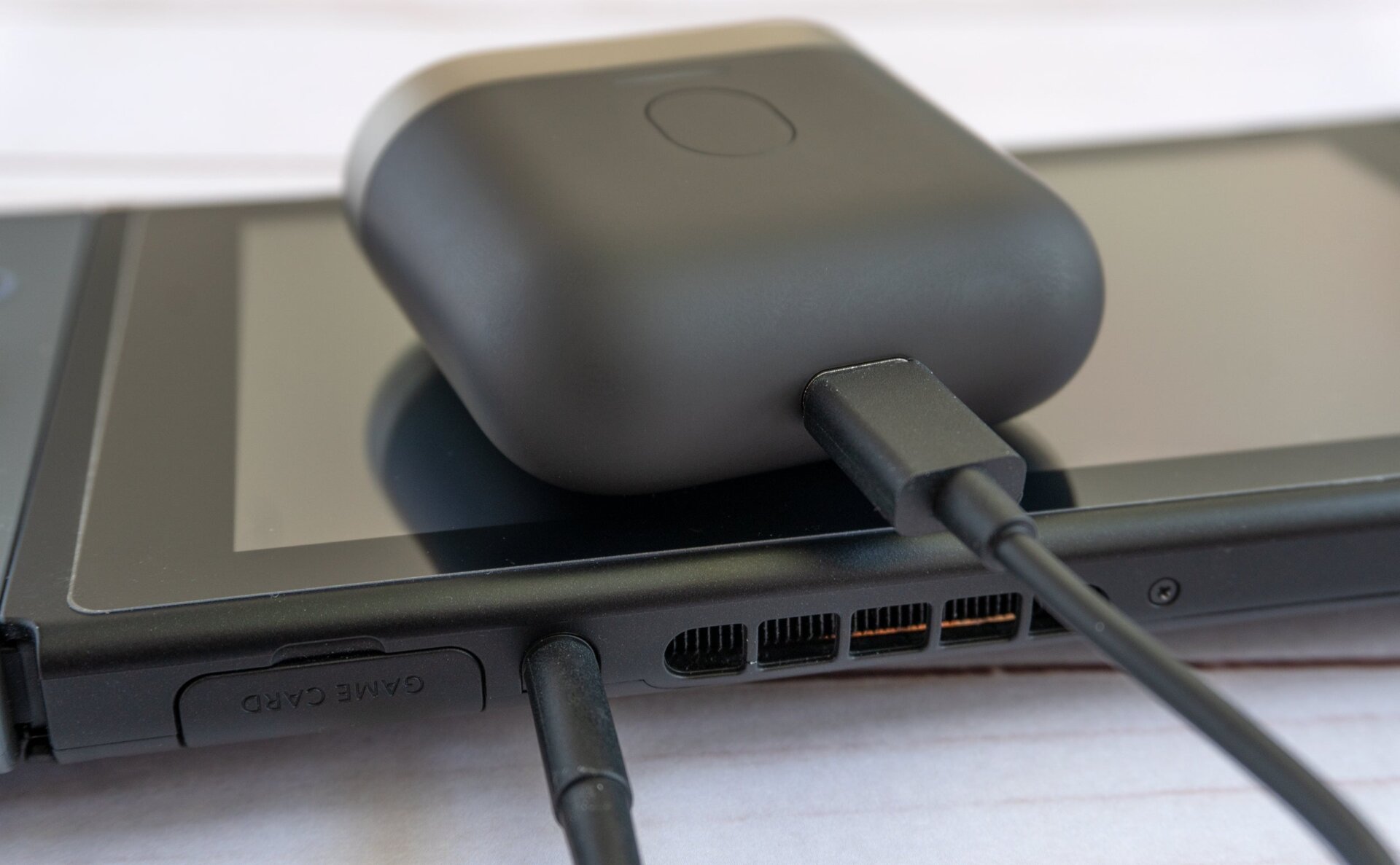 Being able to stream audio to the earbuds from any device through the charging case is a great feature, but it’s dependent on a USB-C to 3.5-mm adapter cable you’ll need to remember to bring with you.