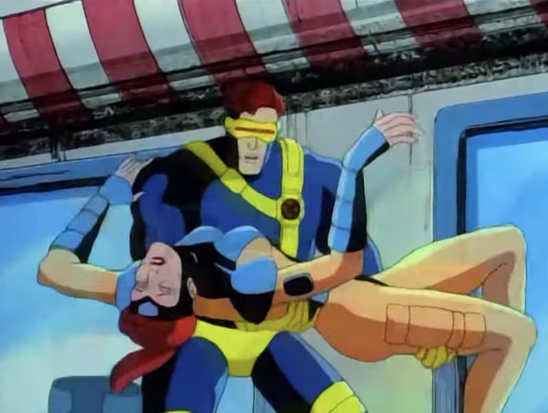 Jean collapsing into Scott’s arms.