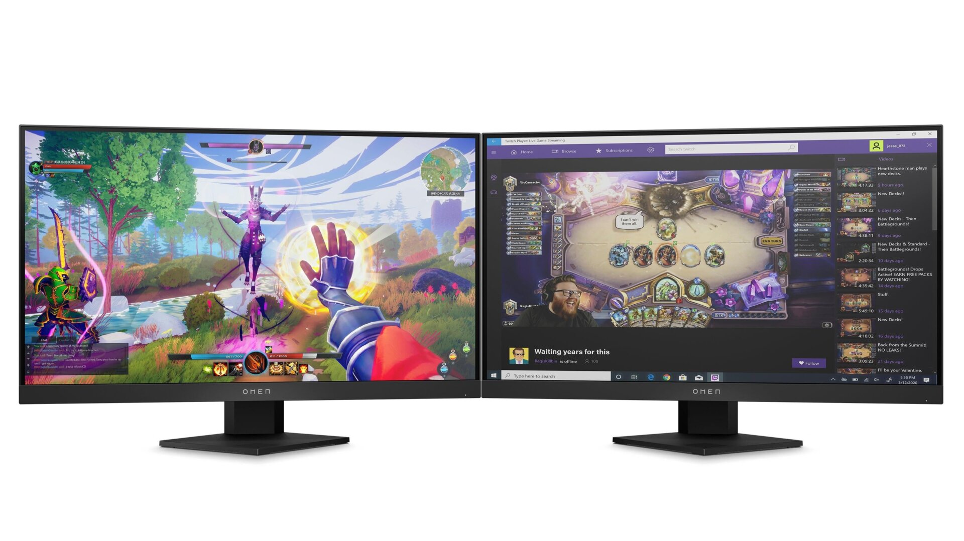 A pair of Omen 25i monitors. 