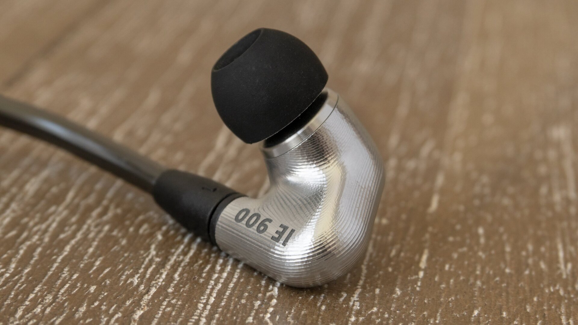 Each IE 900 earbud is milled from a single block of aluminum, inside and out, with the concentric milling marks making for a unique finish.