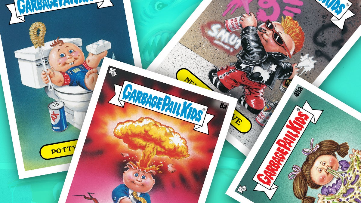 Some examples of Garbage Pail Kids.