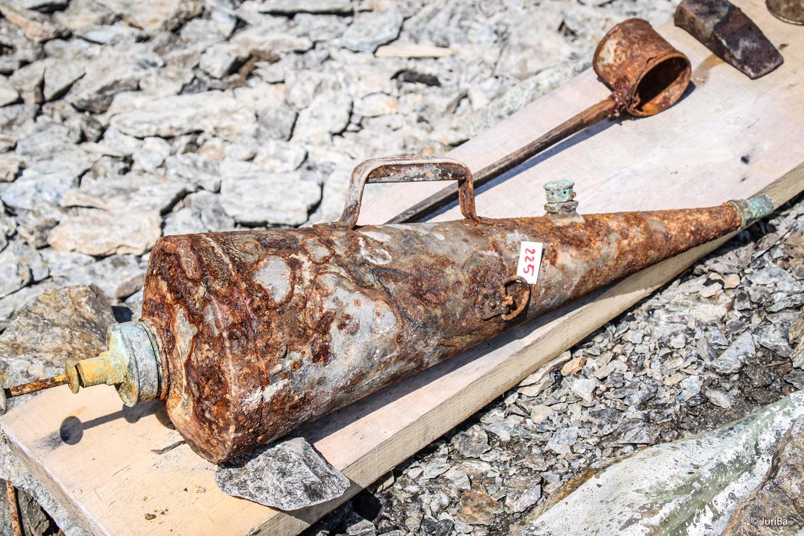 This World War I fire extinguisher was among the items found.