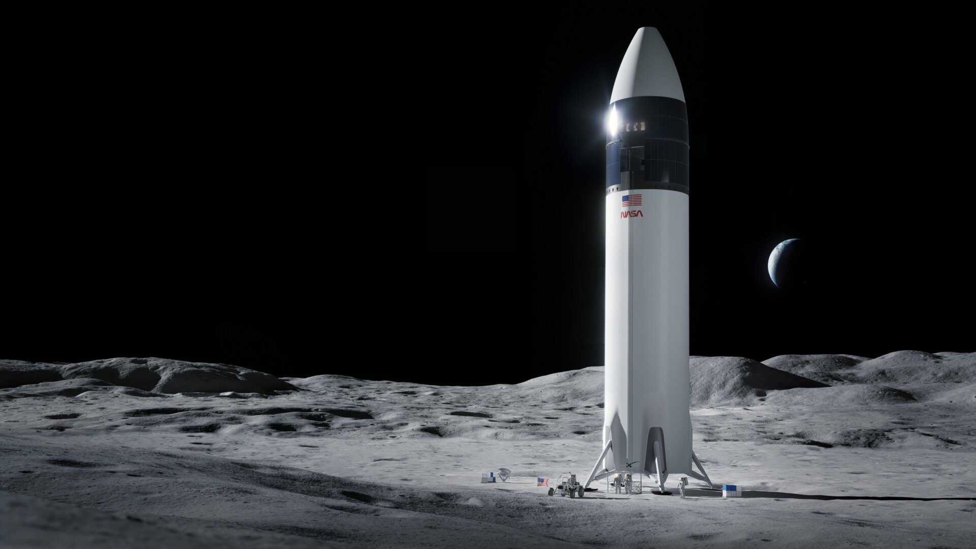 Artist’s conception of SpaceX’s lander on the lunar surface.