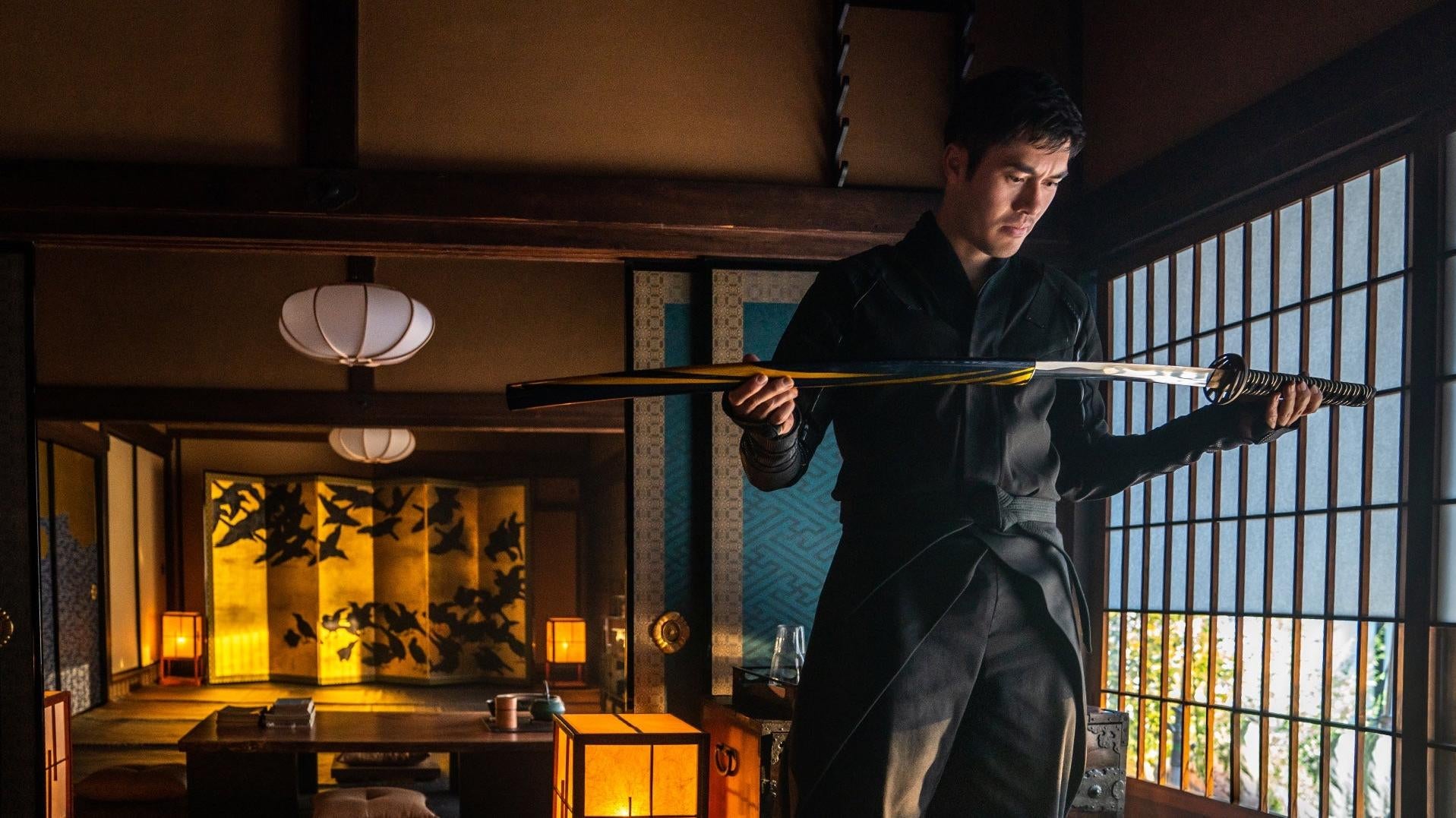 Henry Golding as Snake Eyes in Snake Eyes: G.I. Joe Origins.