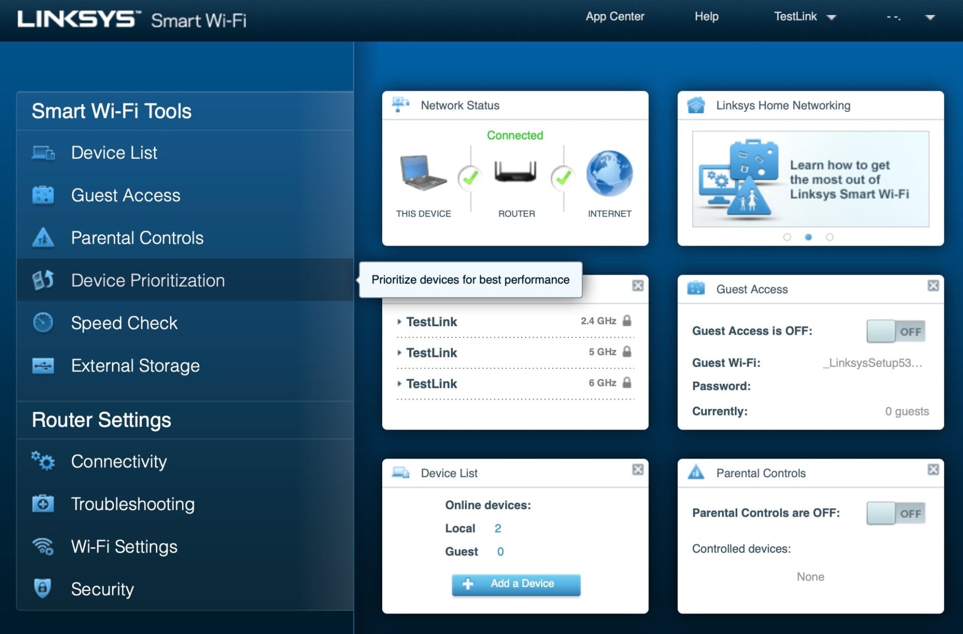 Linksys doesn’t offer as many configuration options as some rival routers do.