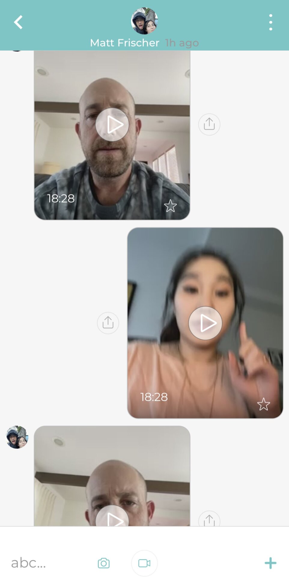 A screenshot of what these messages look like in the app. If your friend doesn’t have a Wristcam, this is how your messages appear.