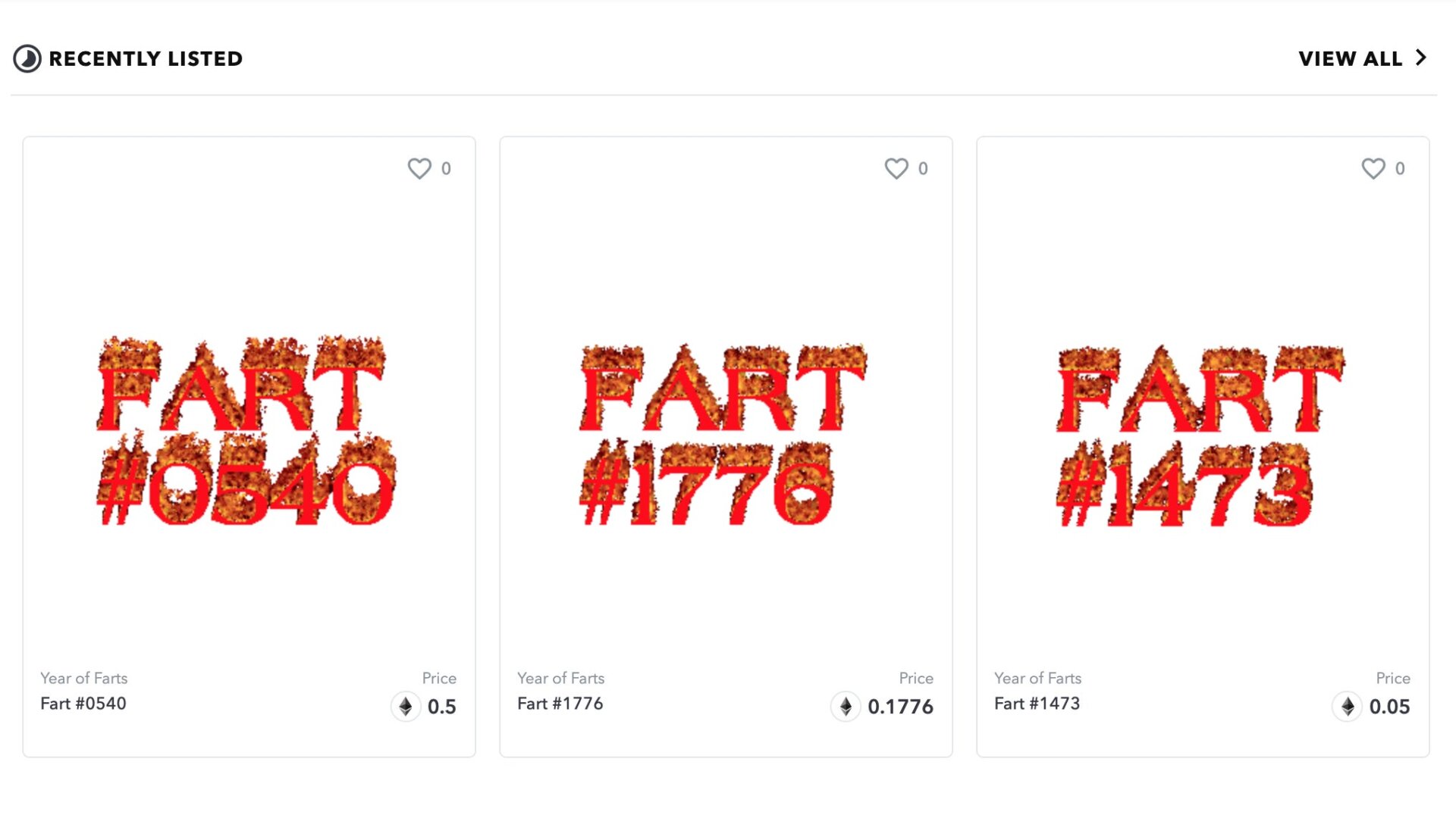 Screenshot: Year of Farts on OpenSea