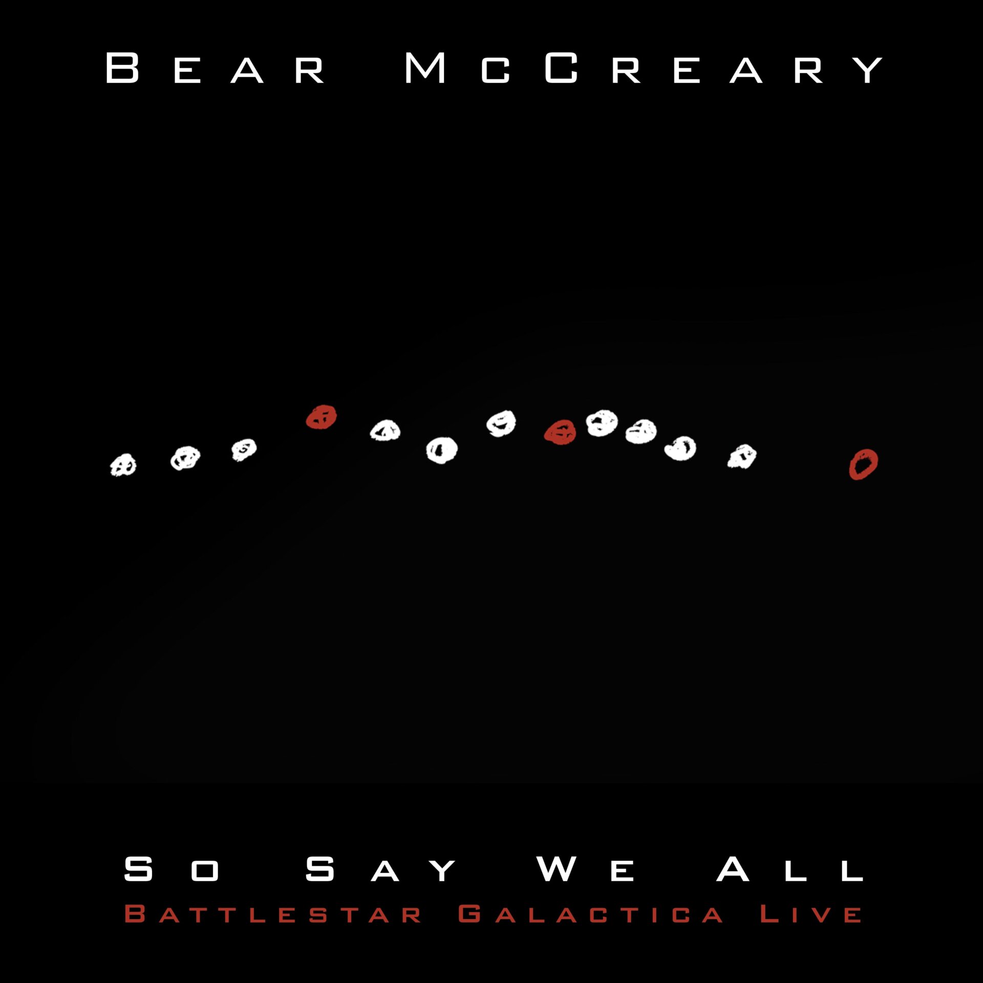 The simple yet clever album cover for Bear McCreary’s So Say We All: Battlestar Galactica Live.
