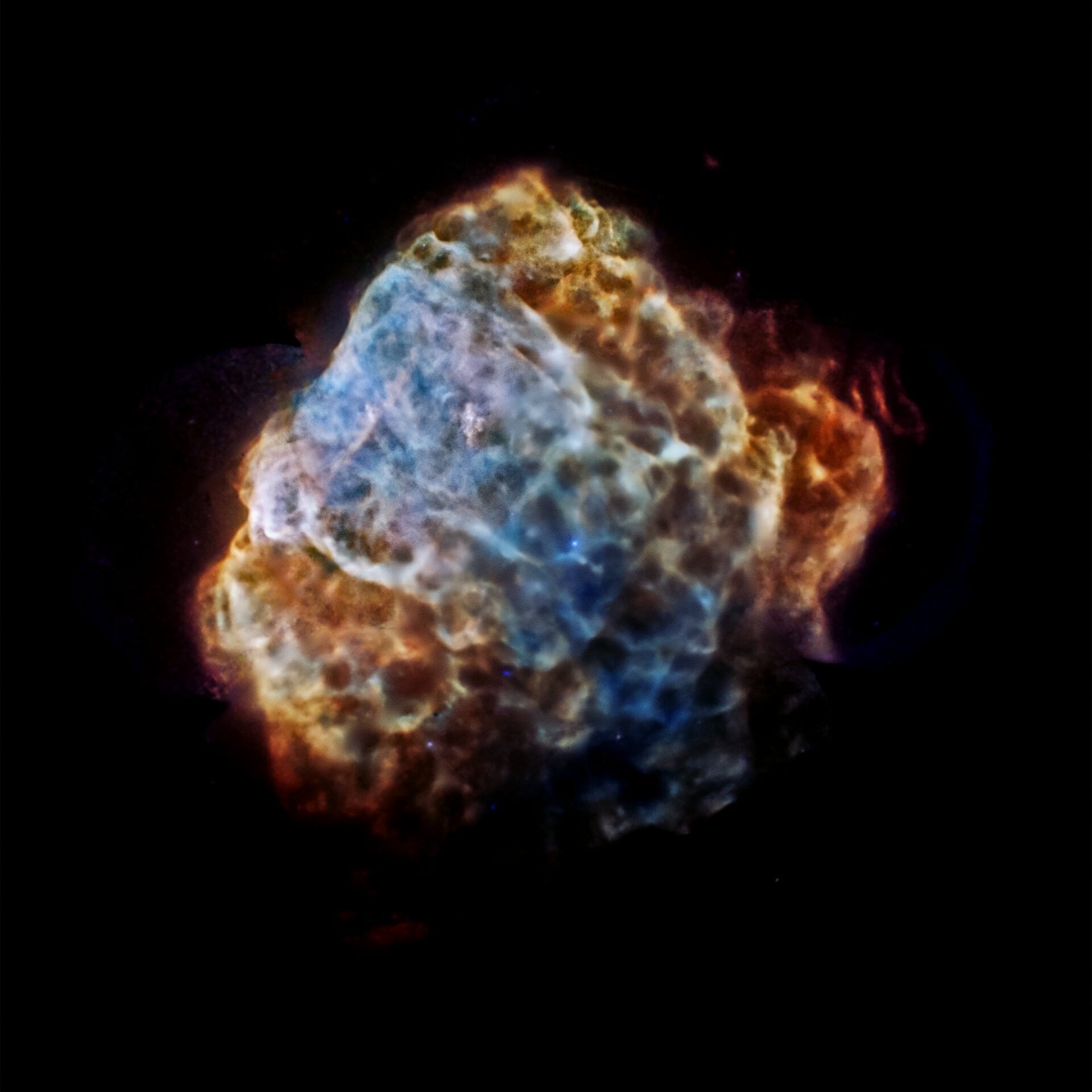 An X-ray image of an unrelated supernova, taken by the Chandra X-ray Observatory and the European Space Agency’s XMM-Newton and released in 2014.