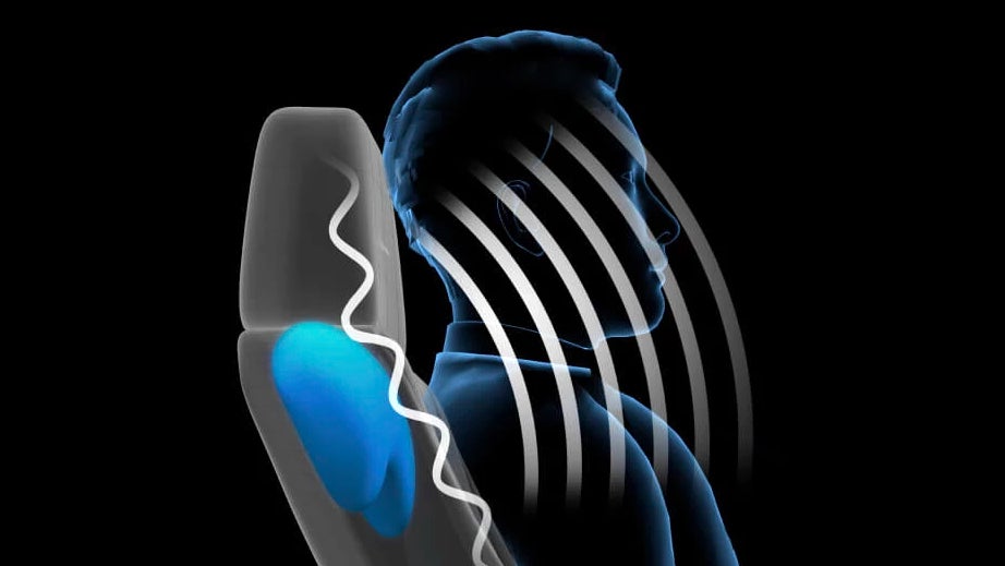 A vibrating sound board build into each suit produces both audible sound frequencies and lower frequencies that are instead felt throughout the body.