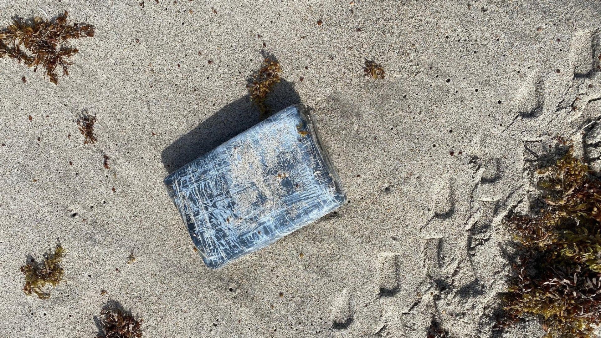 A package of cocaine discovered near Cape Canaveral Space Force Base on May 19, 2021.