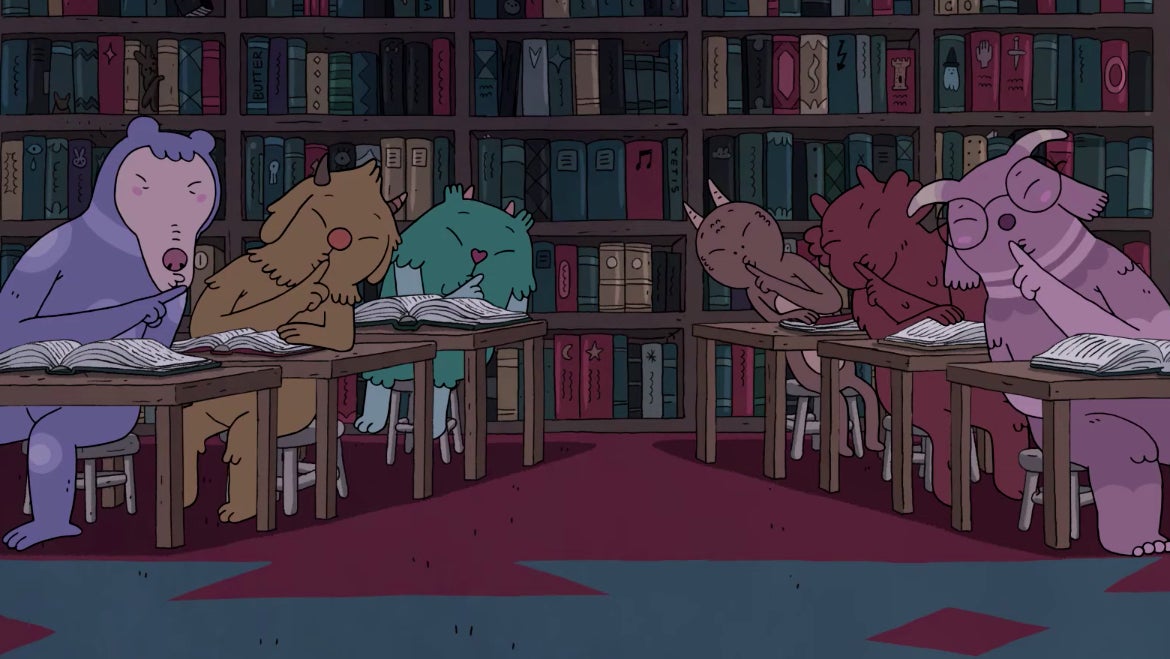 The monsters shushing Oscar.