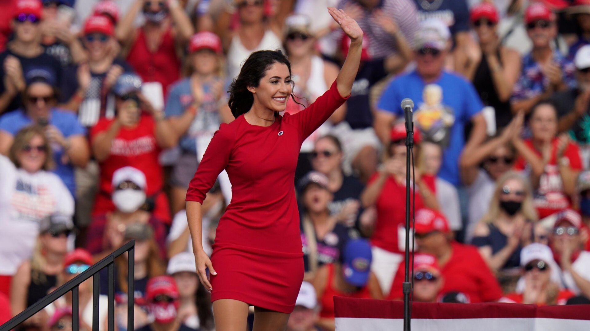 Republican attorney William Braddock (not pictured) was caught on a recording threatening rival GOP candidate for Congress Anna Paulina Luna, pictured above in October 2020 in Tampa, Florida.