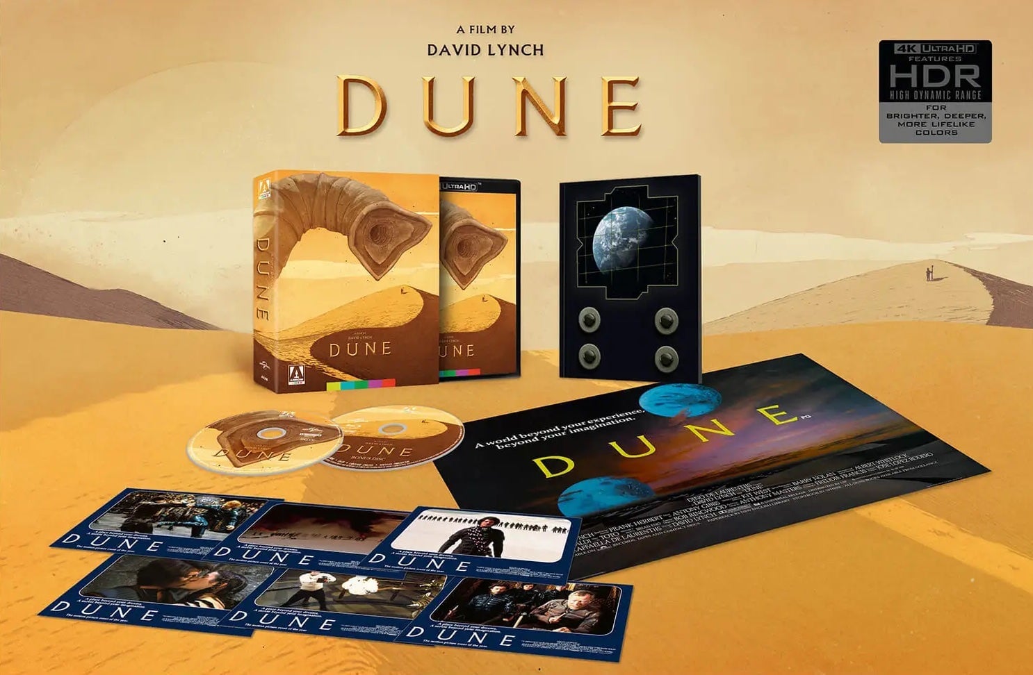 The contents of the Dune Limited Edition 4K Ultra HD set.