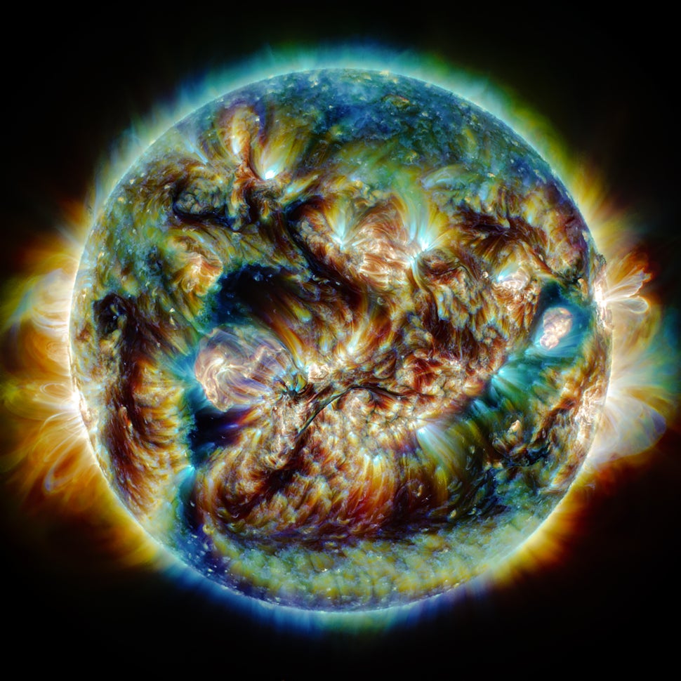 The Sun, as seen through three different wavelengths.