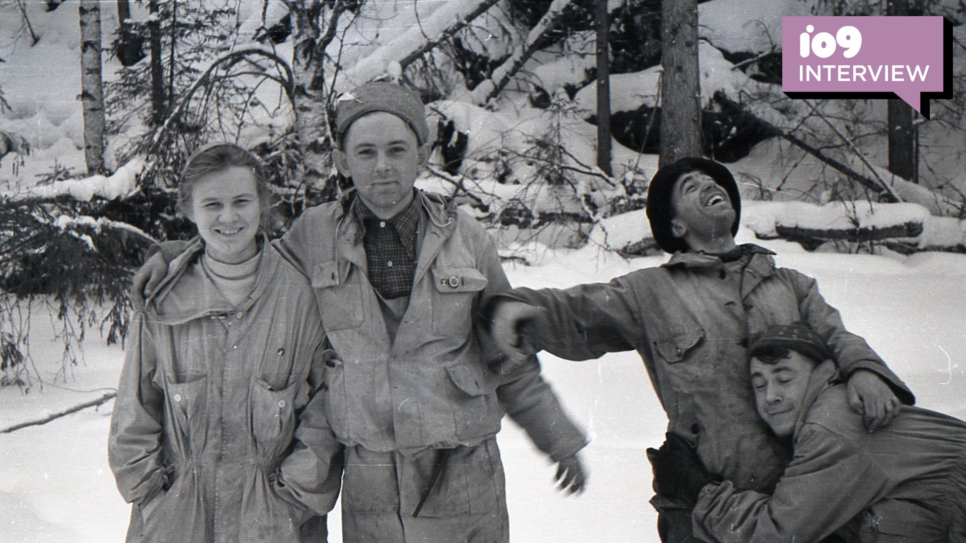 Some of the Dyatlov Pass hikers, seen in a vintage photo developed from the film they left behind