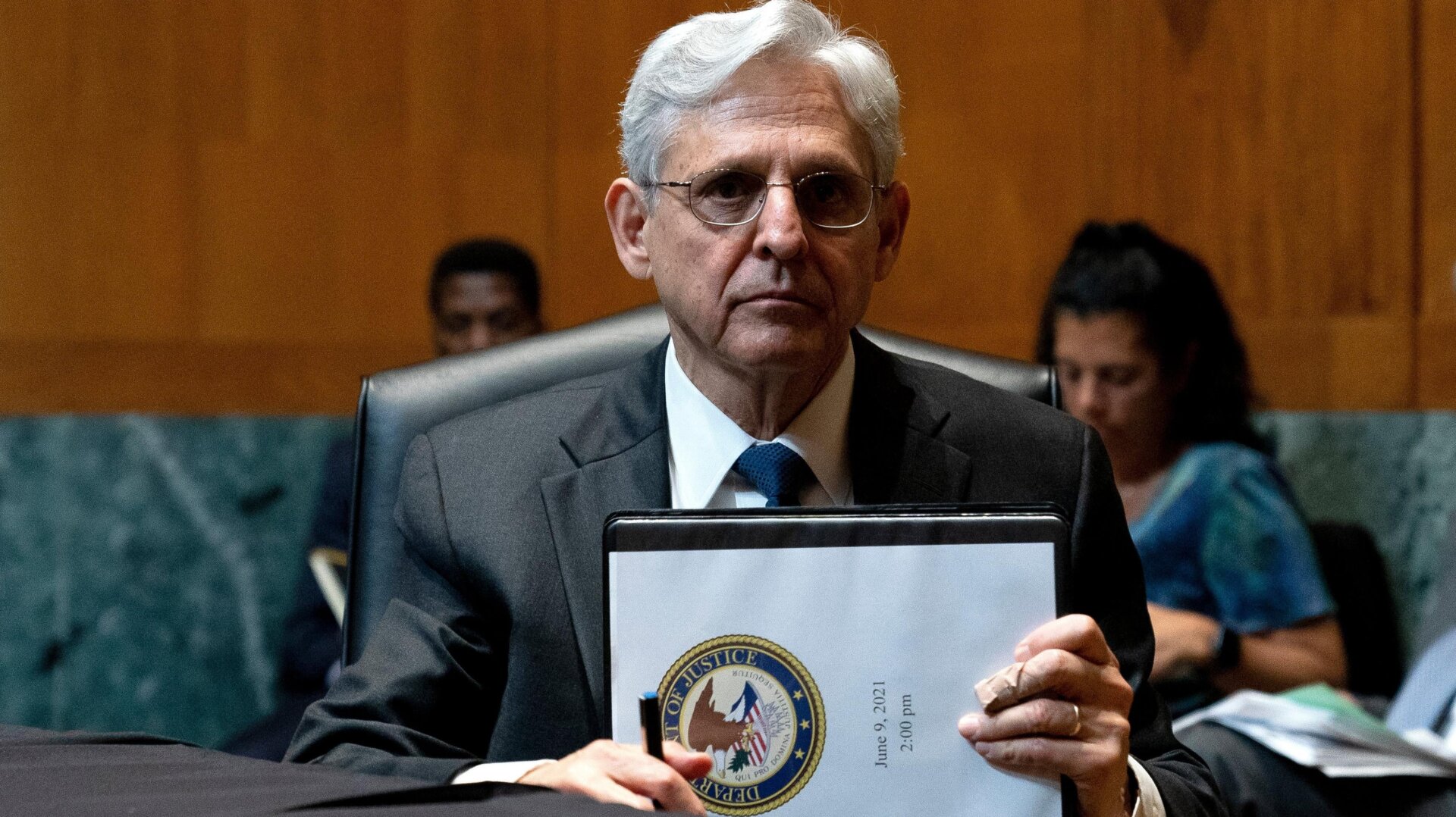 U.S. Attorney General Merrick Garland at a Senate hearing on June 9, 2021.