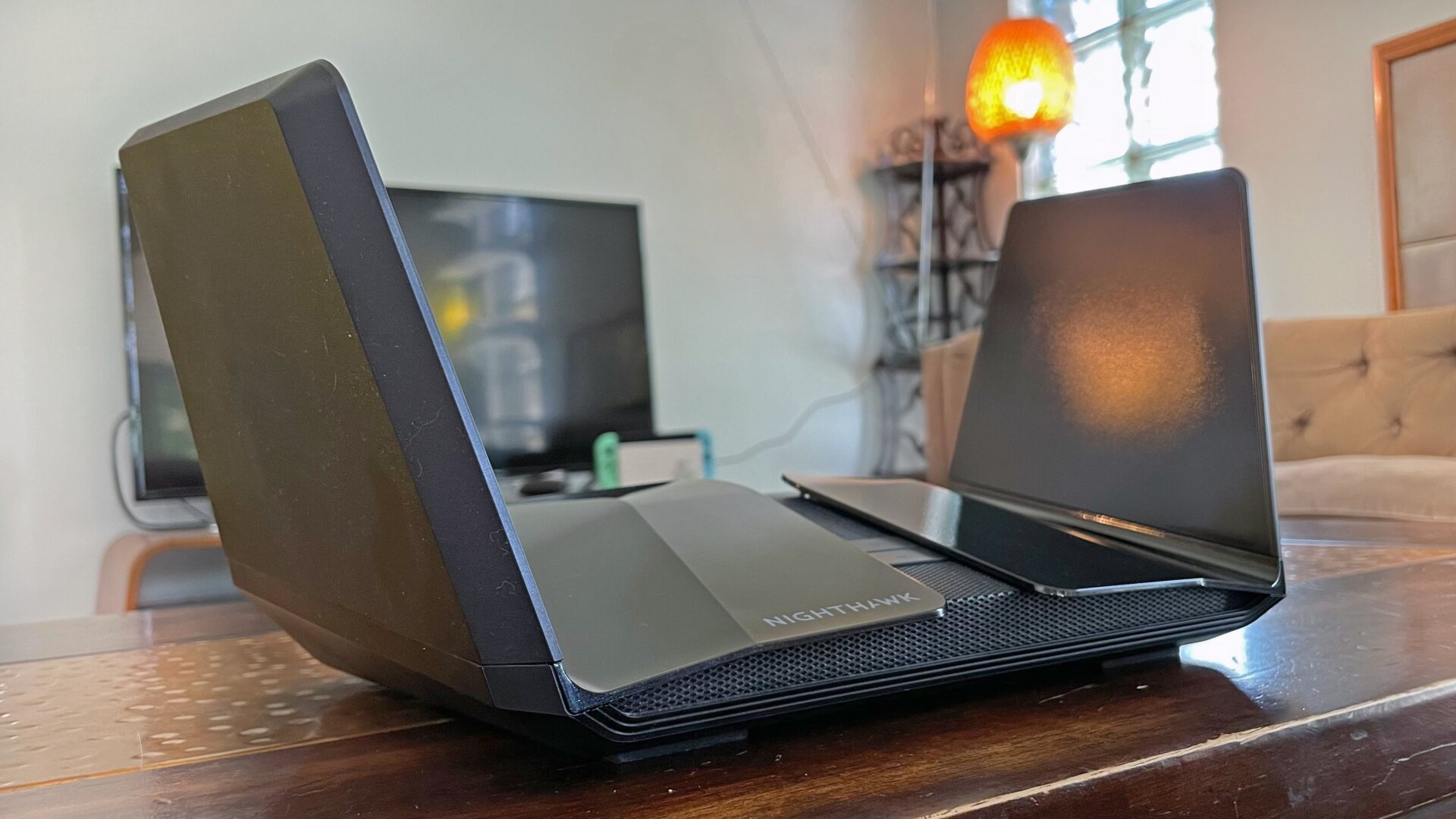 The Netgear Nighthawk RAXE500 sports distinctive wings.