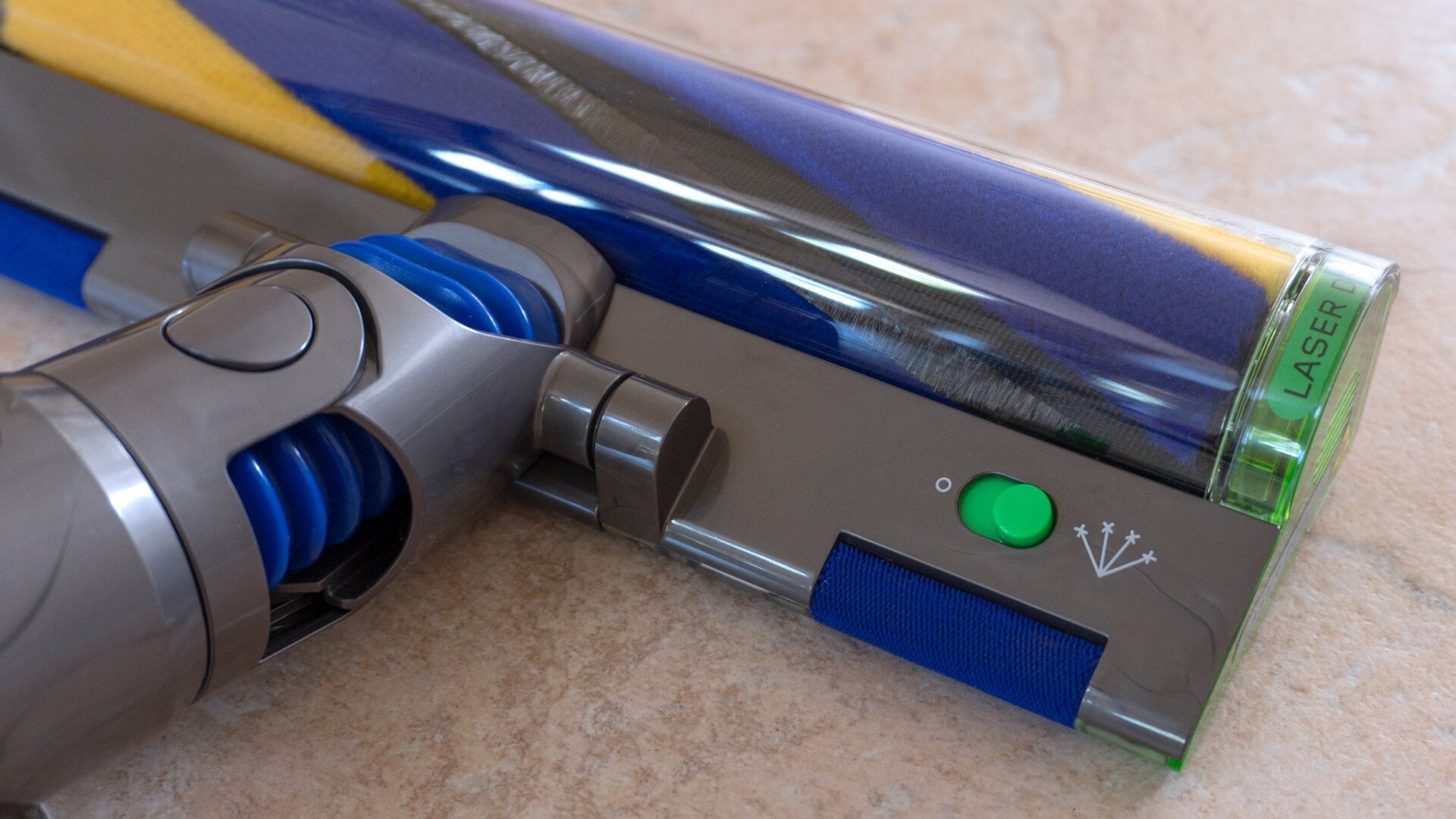 The V15 Detect’s green laser can be switched off if you don’t want to blind dust mites, but they deserve what’s coming to them.