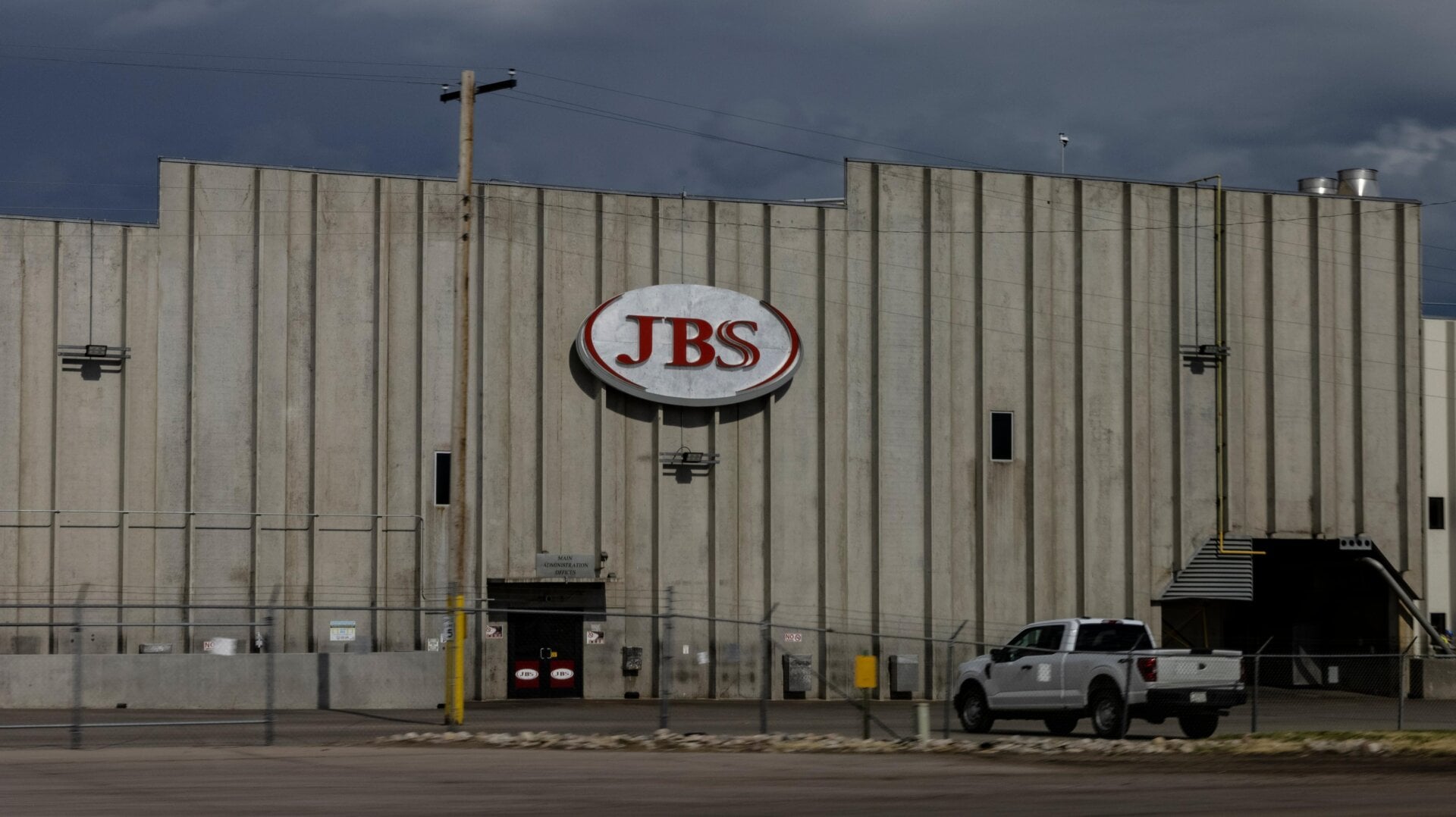 A JBS meat processing plant in Greeley, Colorado stands dormant after halting operations on June 1, 2021.