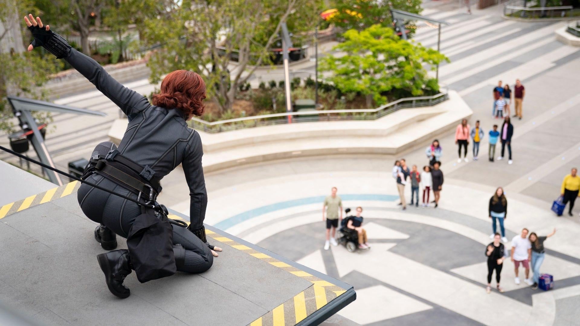 Black Widow keeping an eye on things from Avengers HQ.